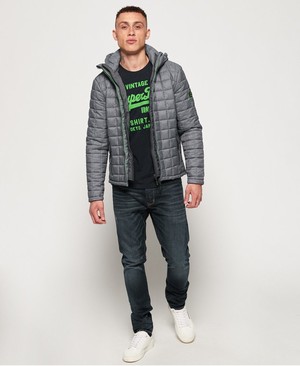 Superdry Hooded Box Quilt Fuji Férfi Kabát Szürke | GCRSQ5308